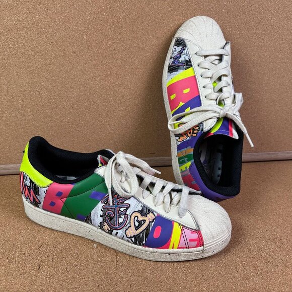 Adidas X Kris Andrew Superstar Pride Neon Embroidered Sneaker Mens Size 10 - Picture 1 of 7